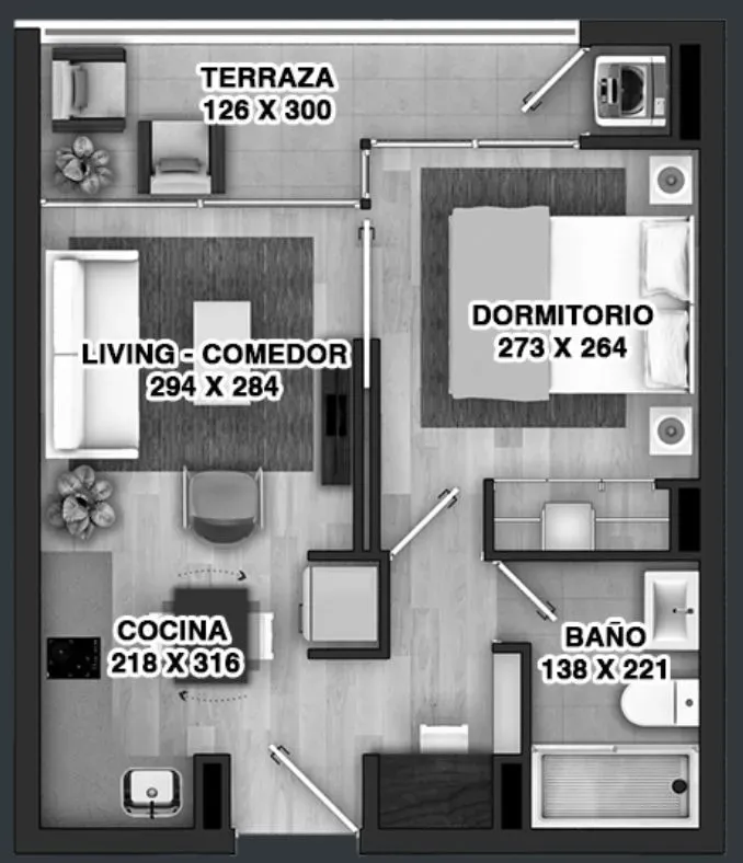 METRO VICENTE VALDES LA FLORIDA 1 DORMITORIO - Imagen 4